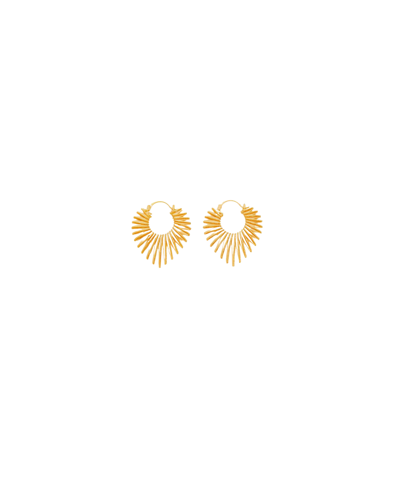 Gold Textured Sun Earrings Stainless Steel