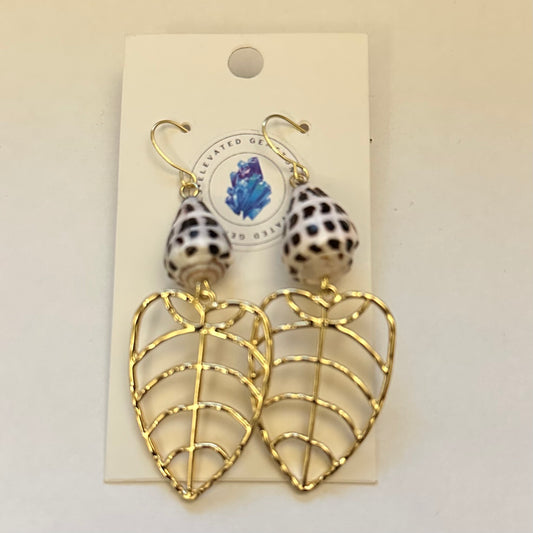 Hebrew Cone Shell Leaf Earrings