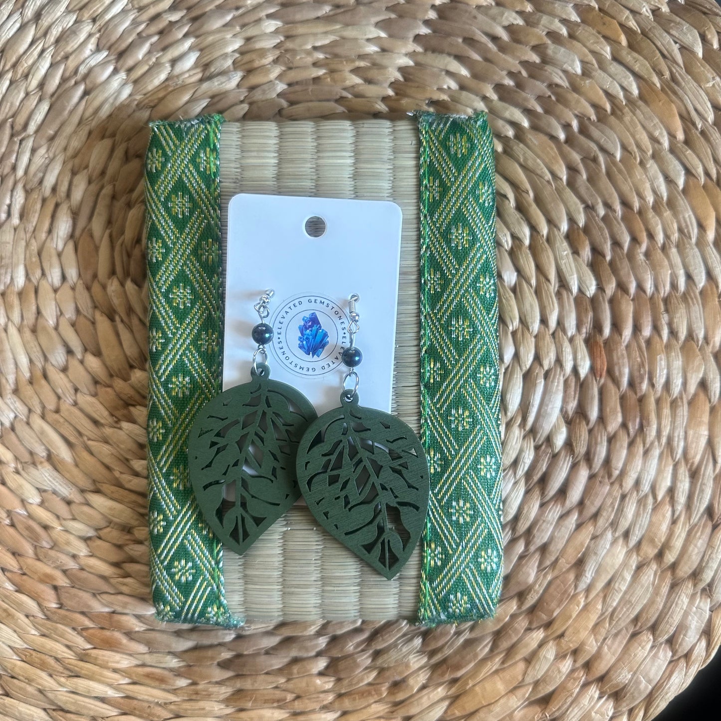Peacock Pearl Leaf Earrings