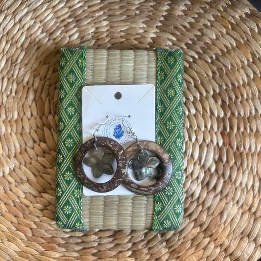 Coconut Plumeria Shell Earrings
