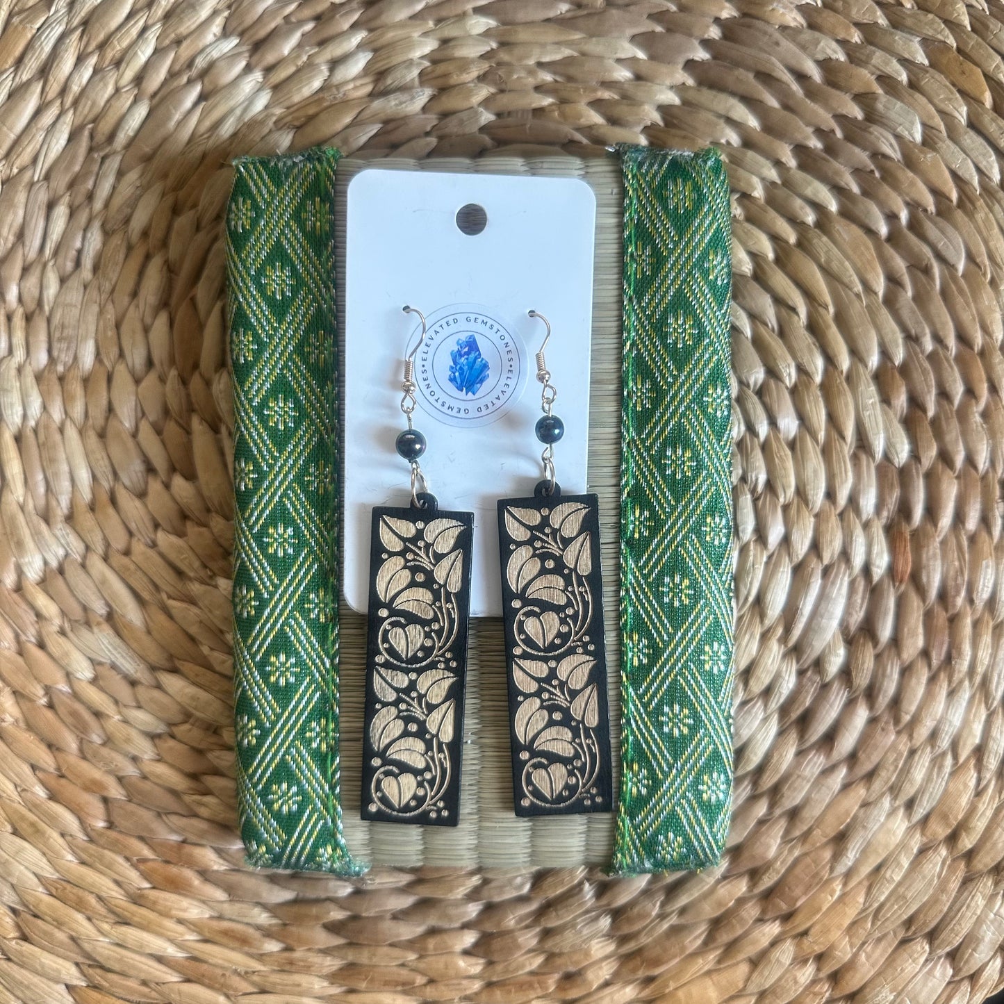 Peacock Pearl Leaf Earrings