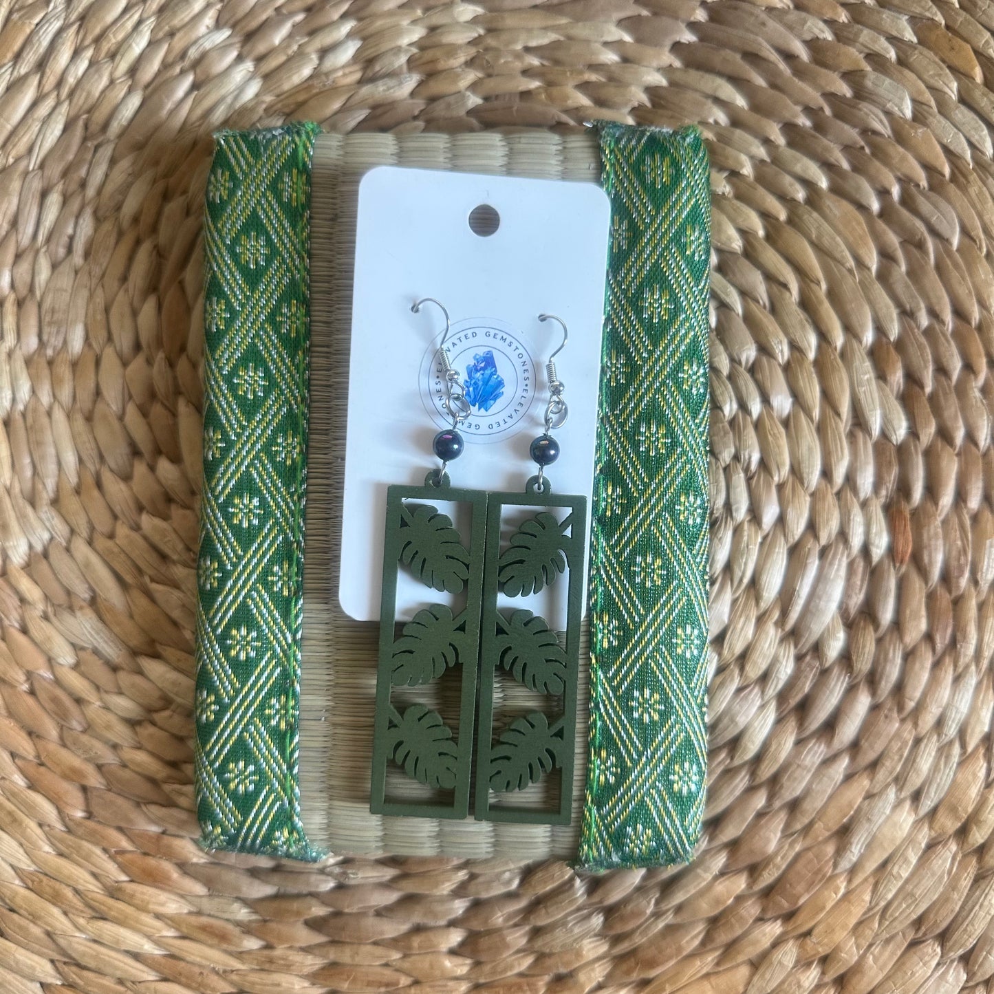 Peacock Pearl Leaf Earrings