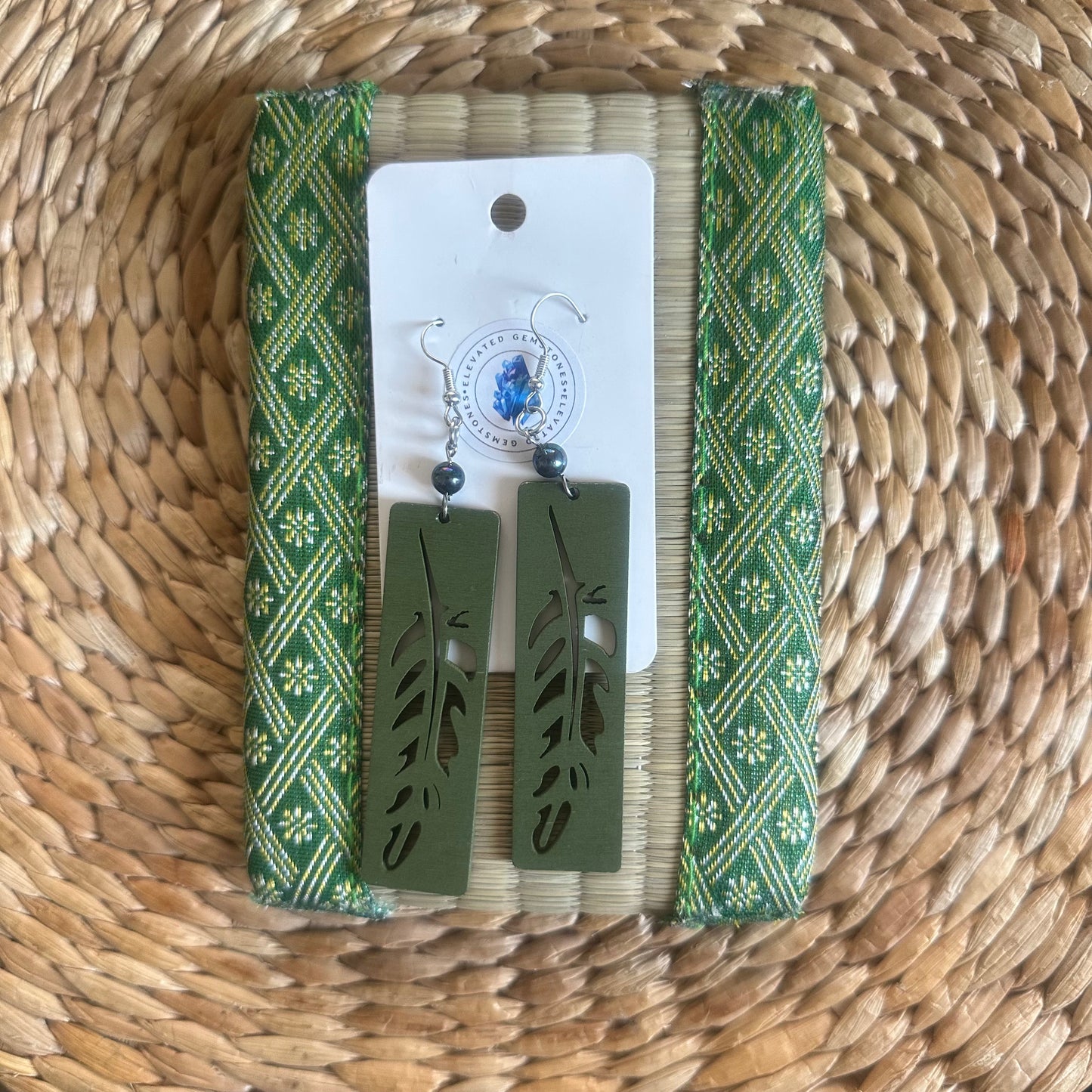Peacock Pearl Leaf Earrings