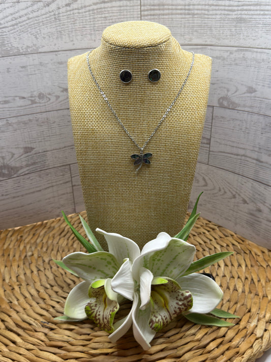 Abalone Dragonfly Jewelry Set