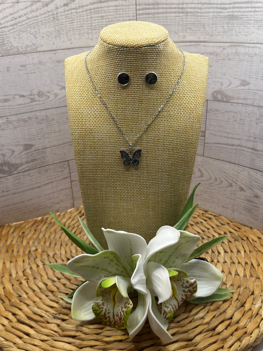 Abalone Butterfly Jewelry Set