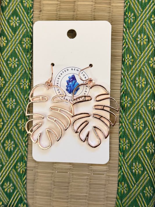 Rose Gold Monstera Earrings