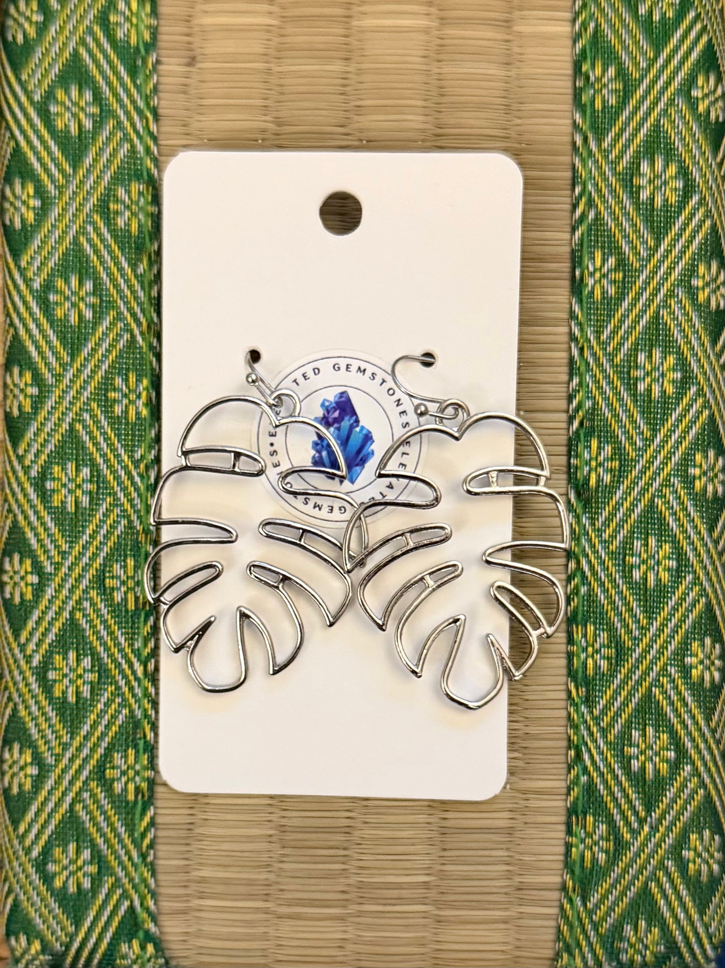 Silver Monstera Earrings