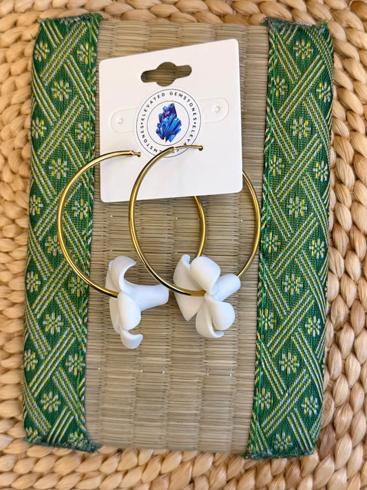 White Puakenikeni Earrings