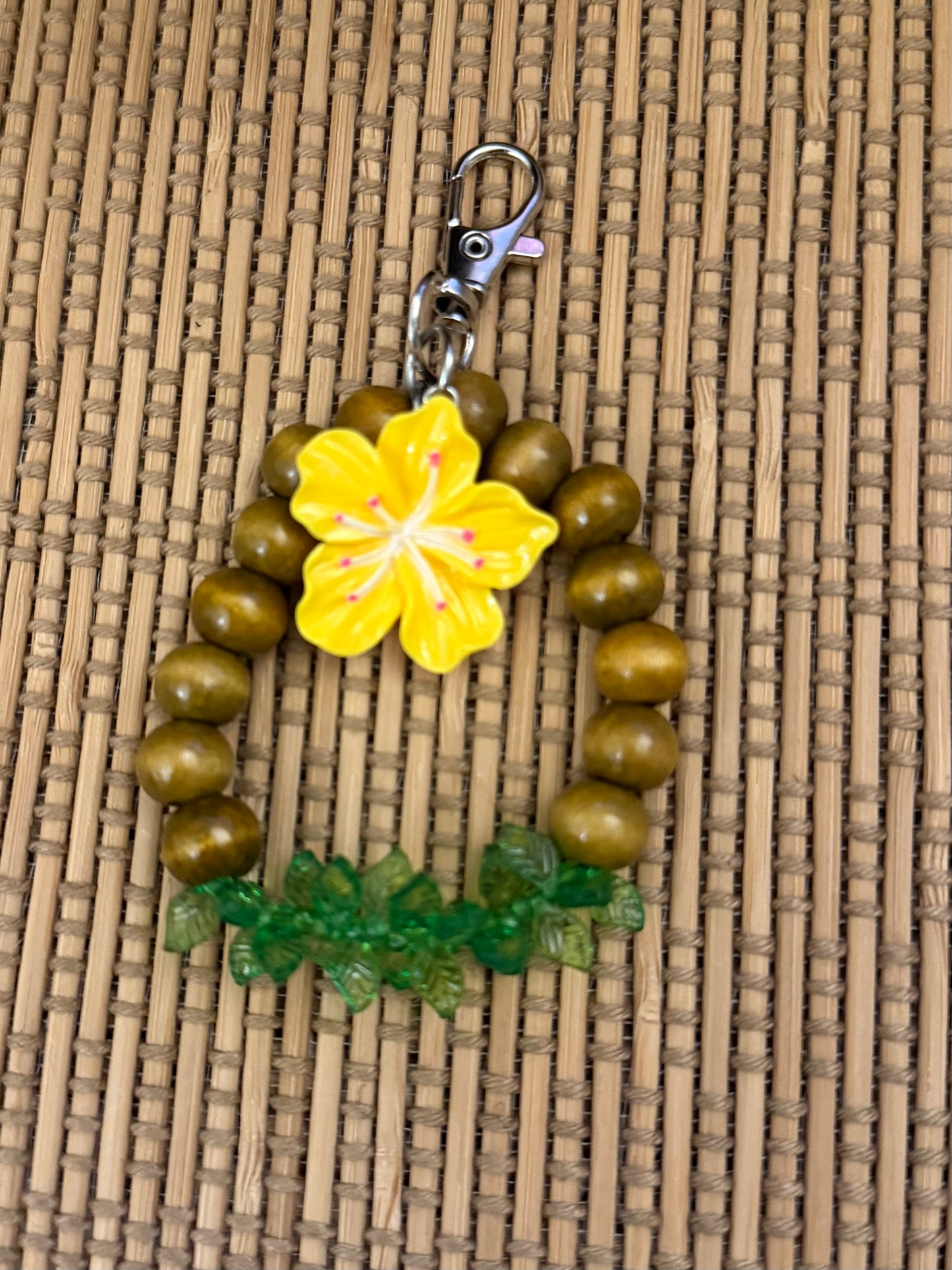 Green Fern Hibiscus Lei Keychain