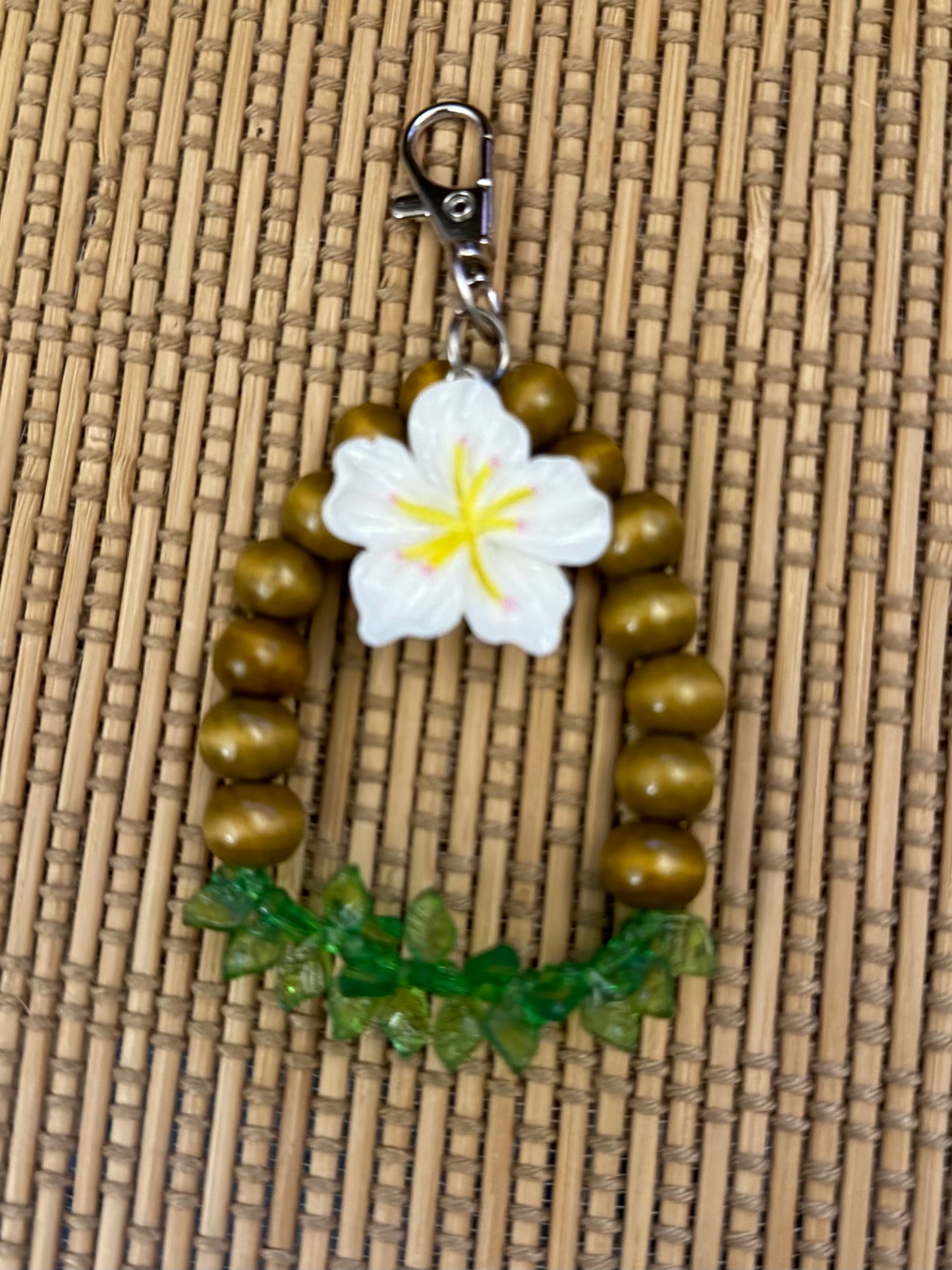 Green Fern Hibiscus Lei Keychain