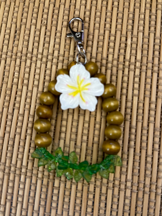 Green Fern Hibiscus Lei Keychain