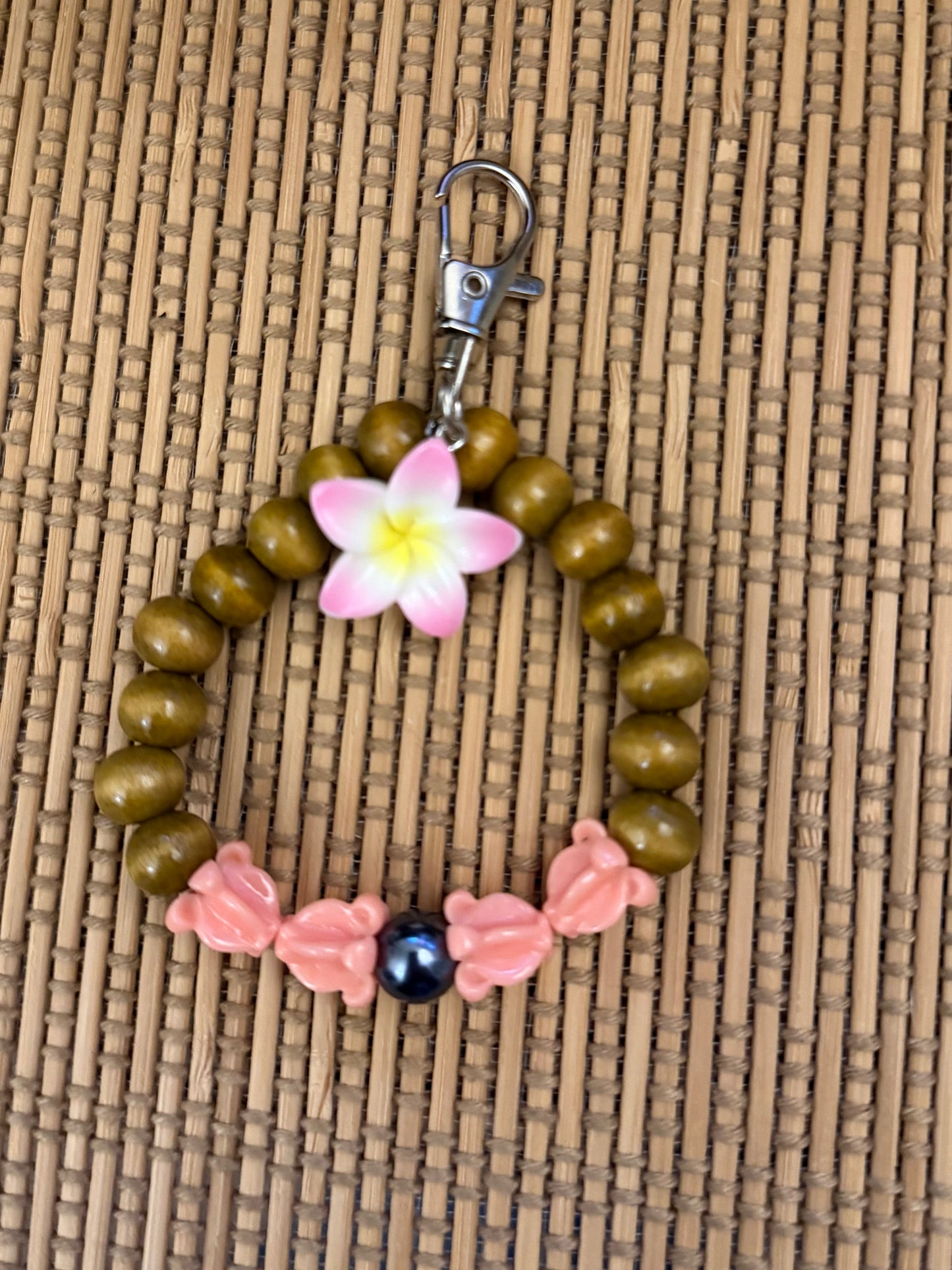 Crown Flower Plumeria Lei Keychain
