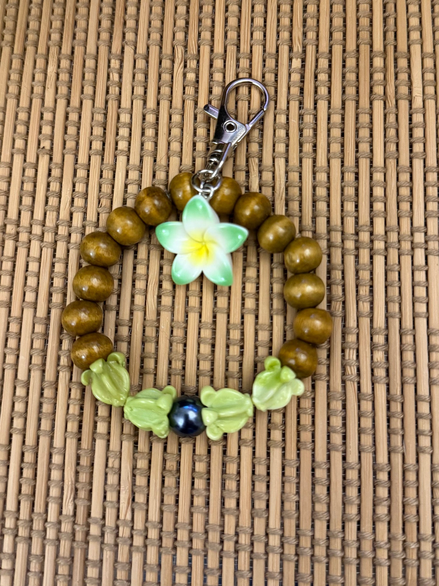 Crown Flower Plumeria Lei Keychain