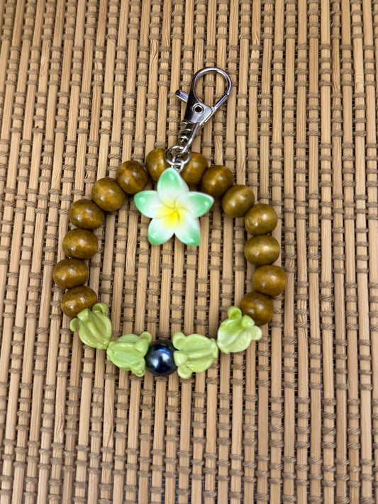 Crown Flower Plumeria Lei Keychain