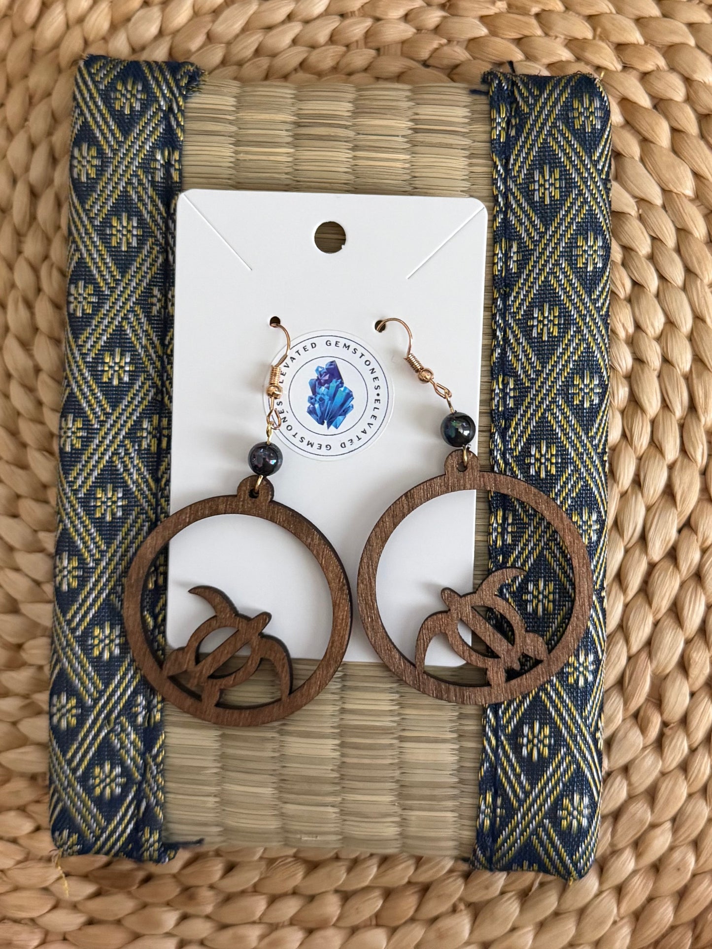 Peacock Pearl Wood Earrings
