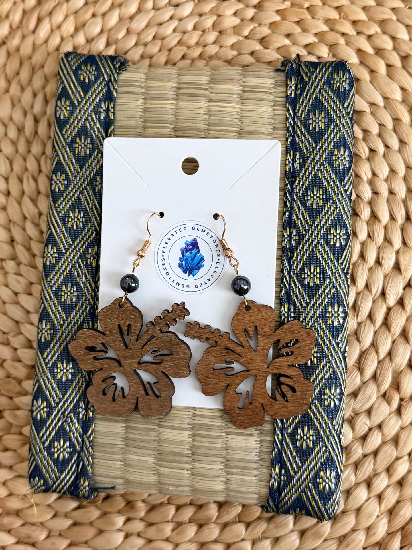 Peacock Pearl Wood Earrings