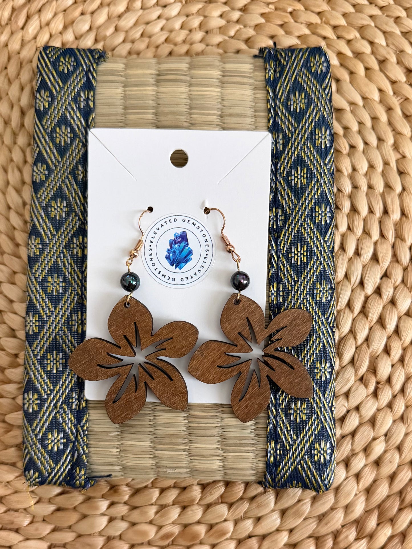 Peacock Pearl Wood Earrings