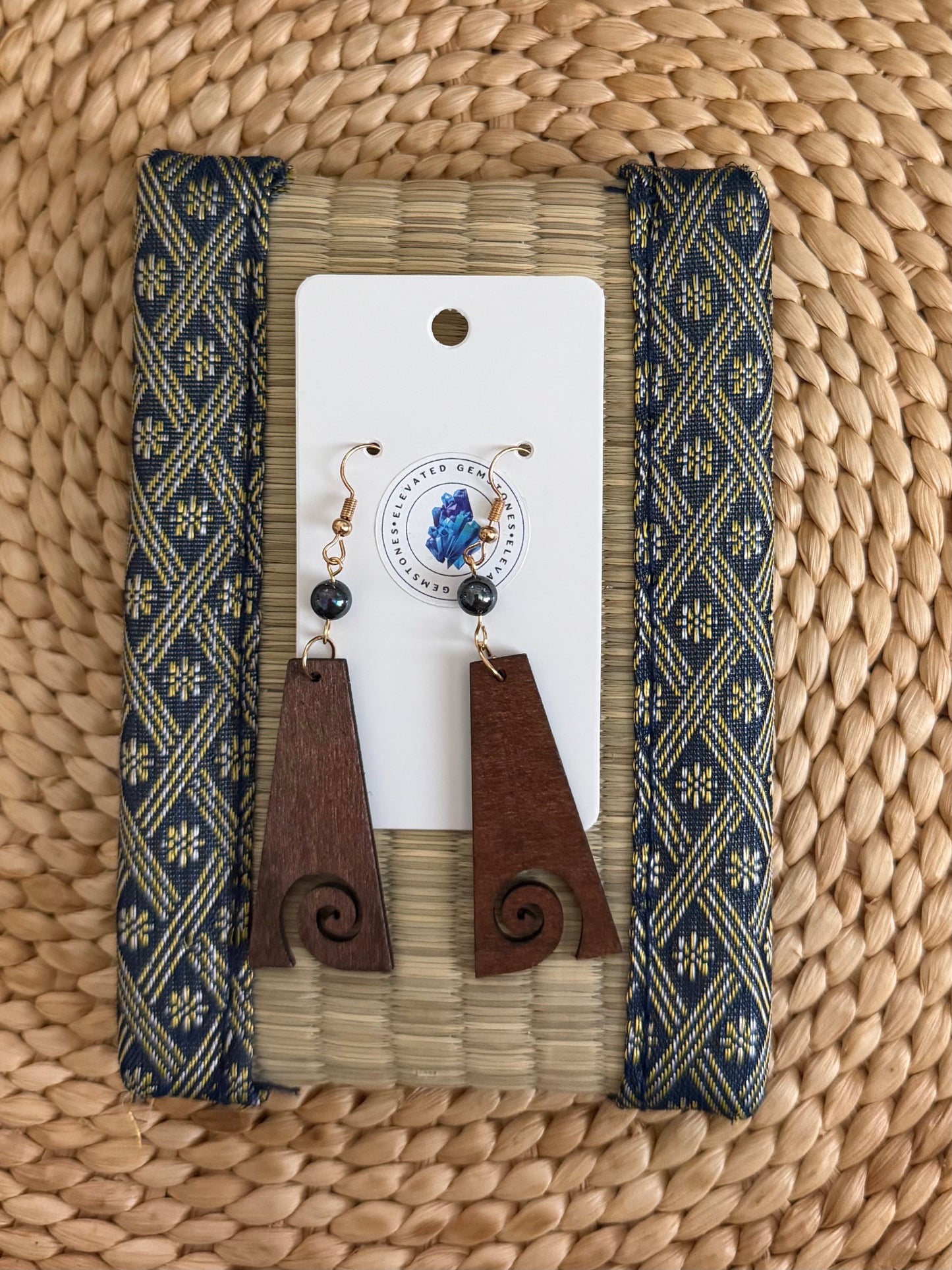 Peacock Pearl Wood Earrings