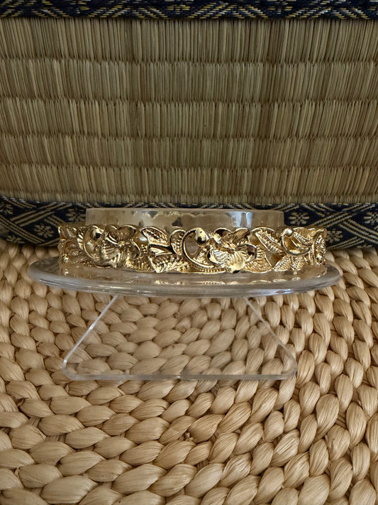 Gold Plumeria Hawaiian Bangle Bracelet