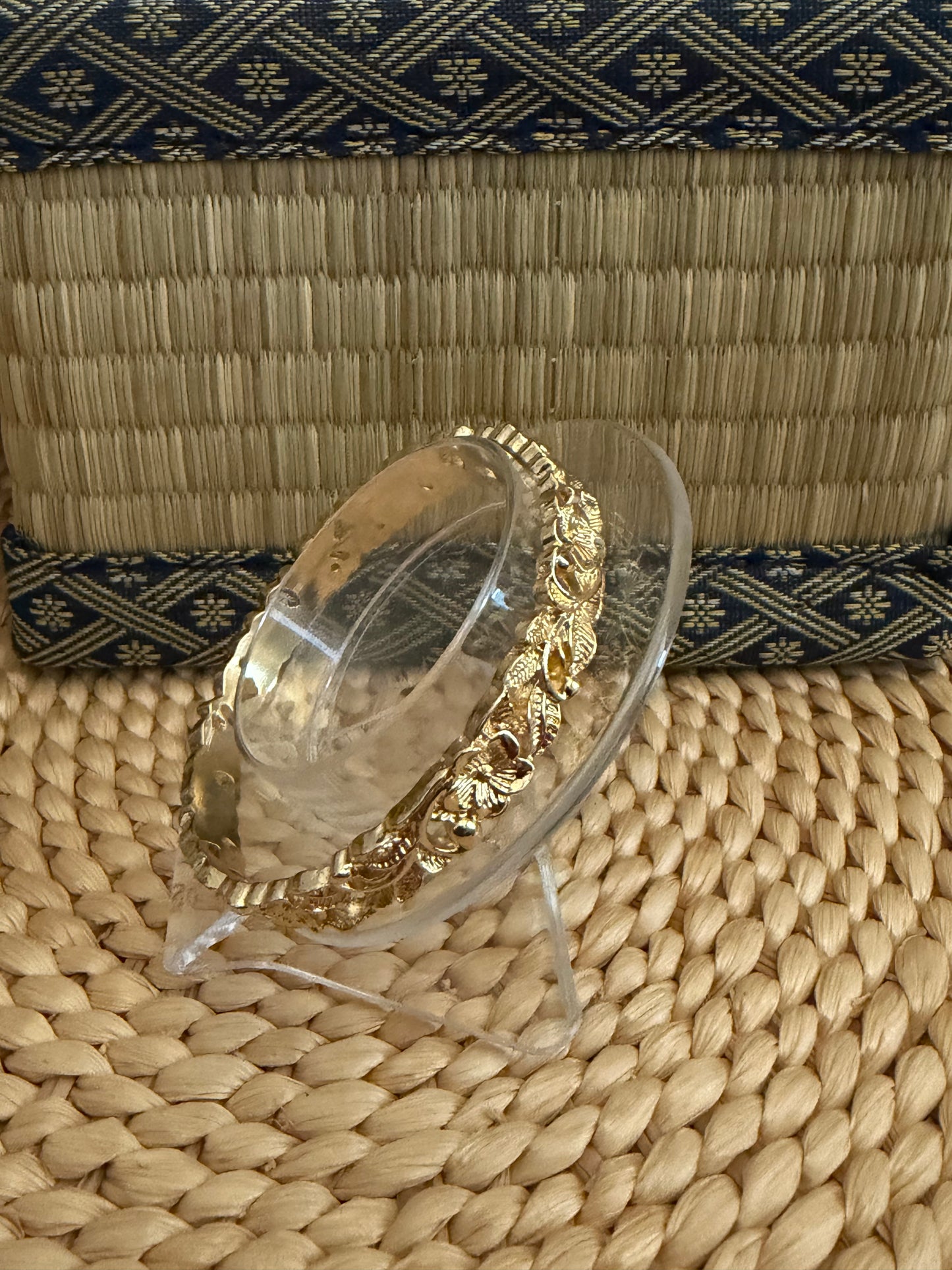 Gold Plumeria Hawaiian Bangle Bracelet