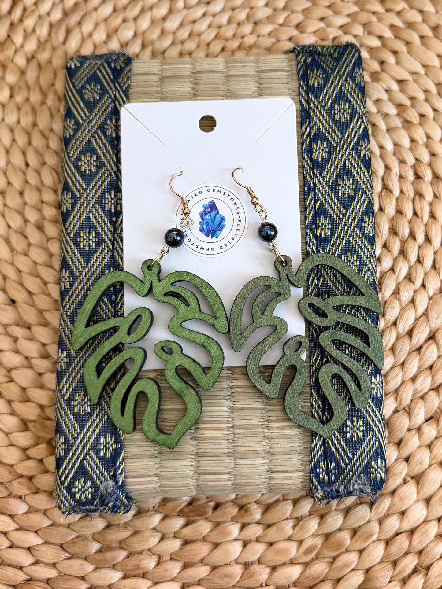 Peacock Pearl Leaf Earrings