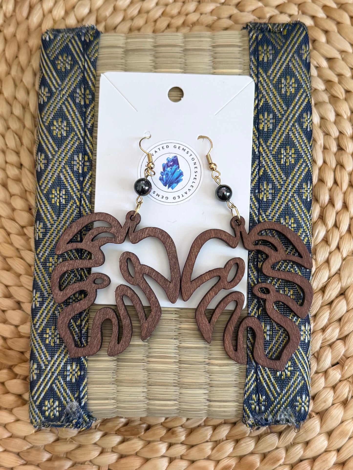 Peacock Pearl Leaf Earrings