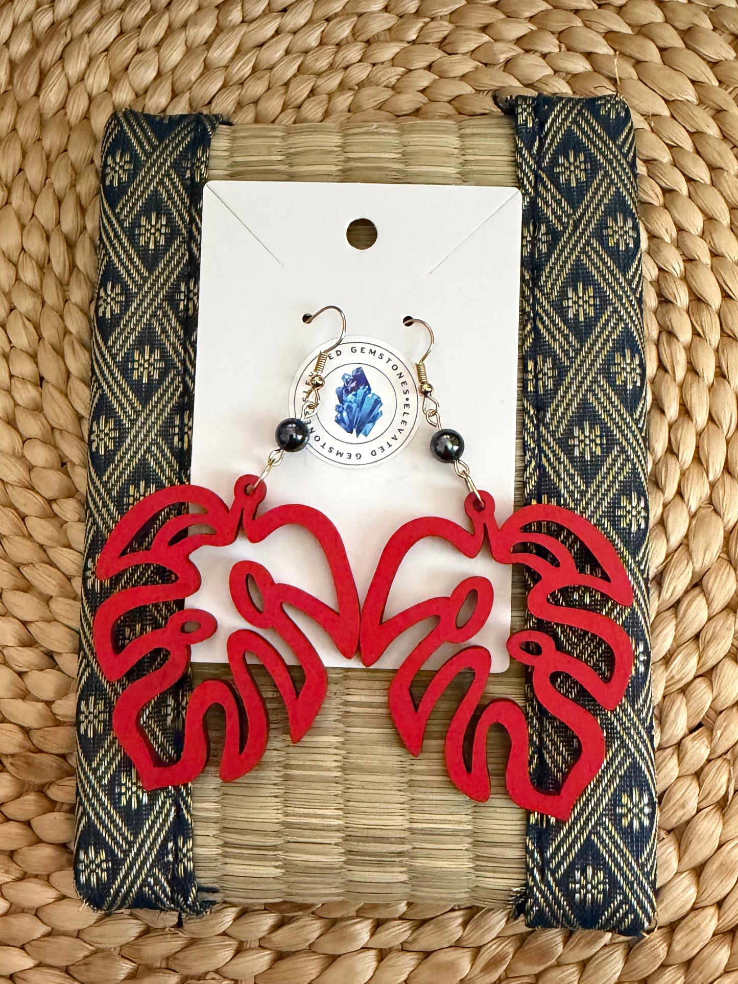 Peacock Pearl Leaf Earrings