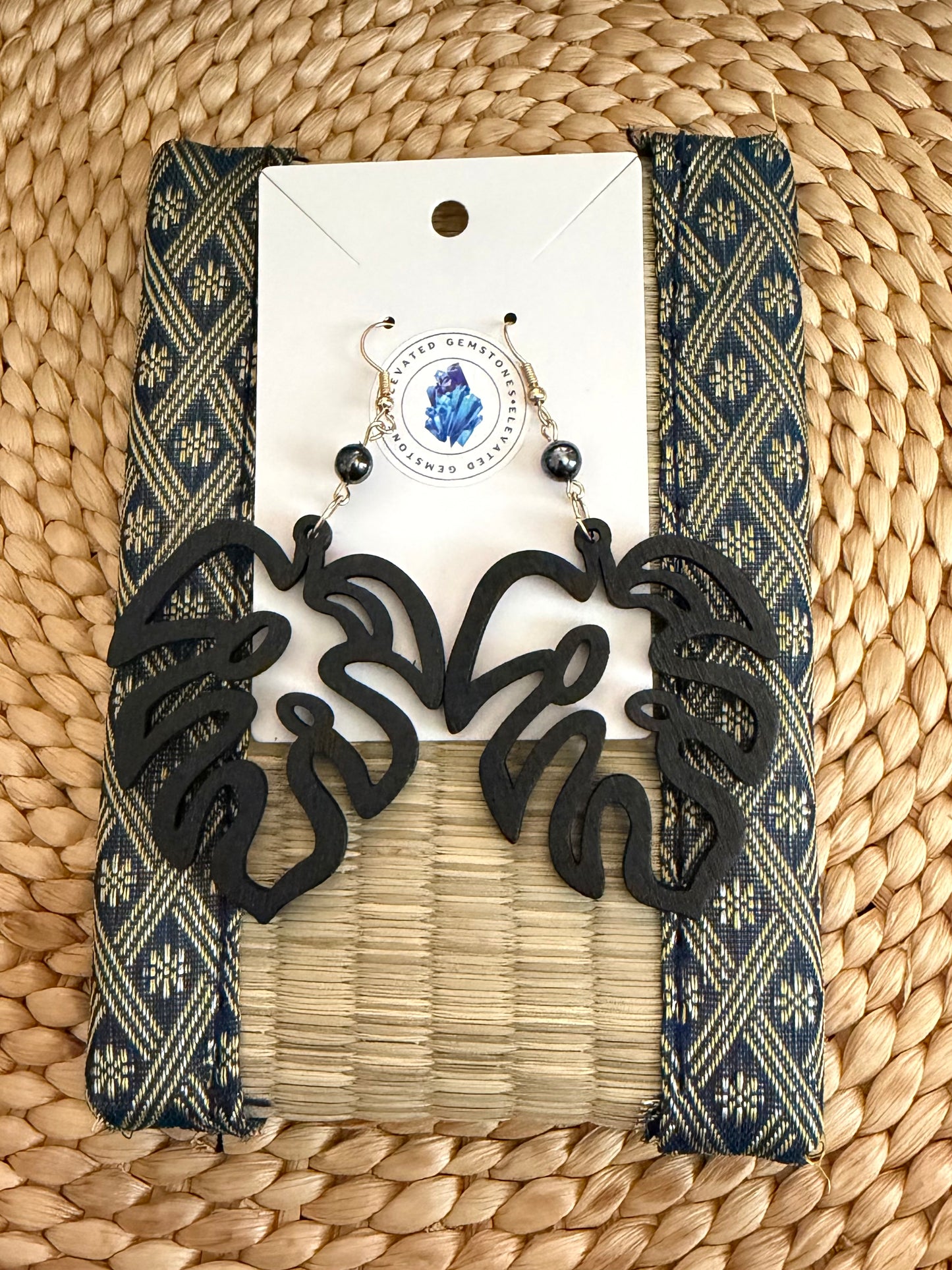 Peacock Pearl Leaf Earrings