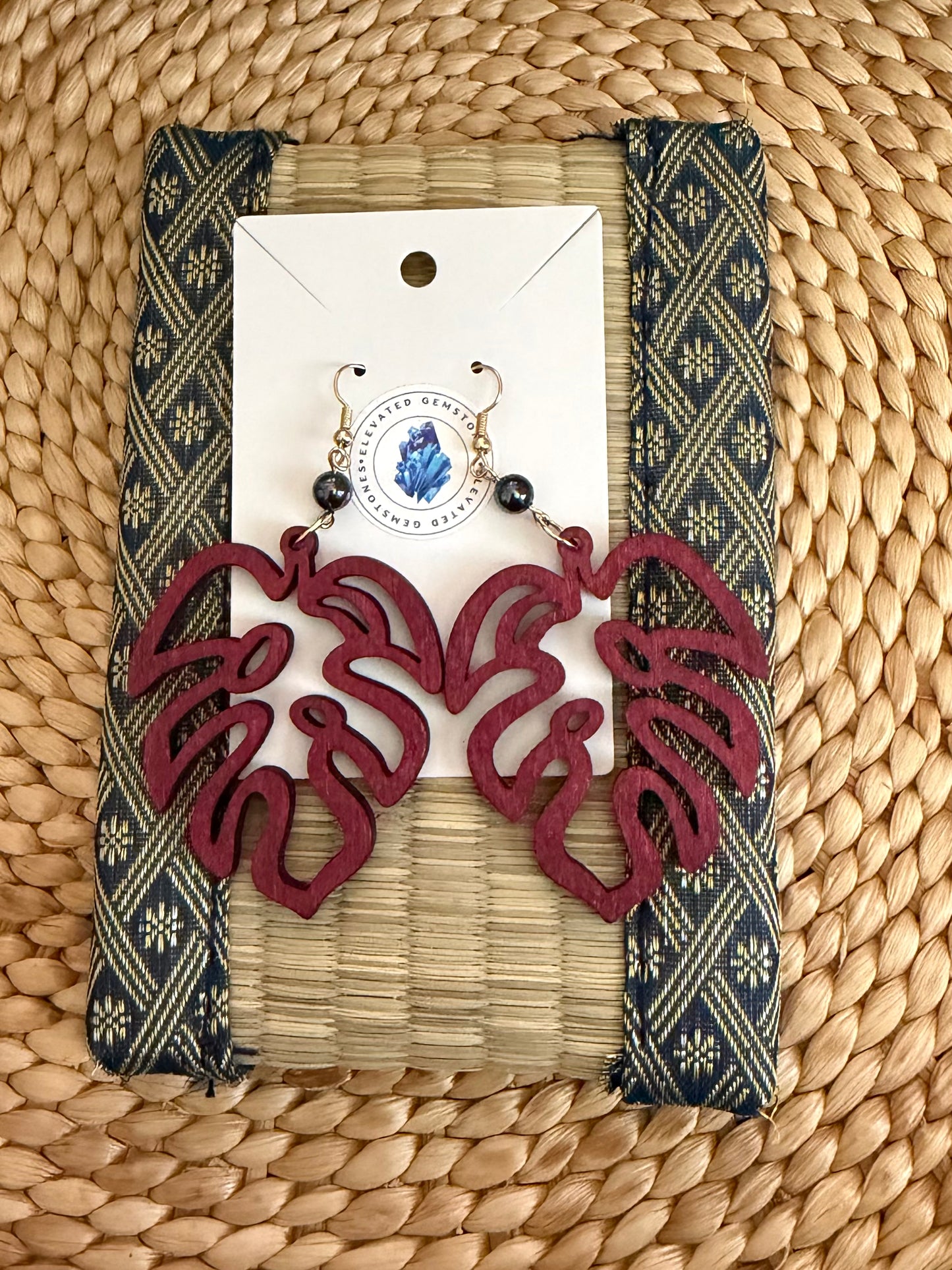Peacock Pearl Leaf Earrings
