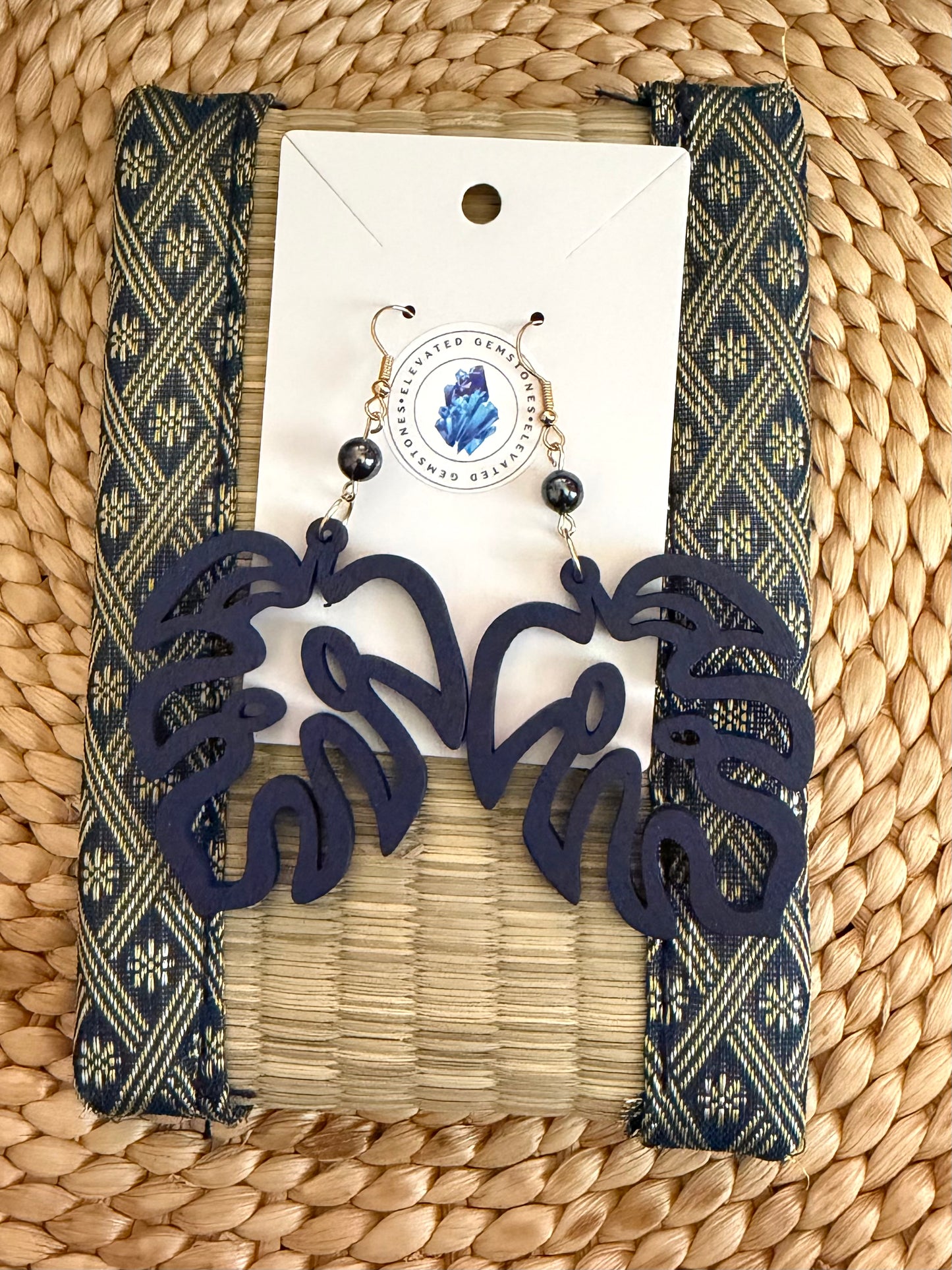 Peacock Pearl Leaf Earrings