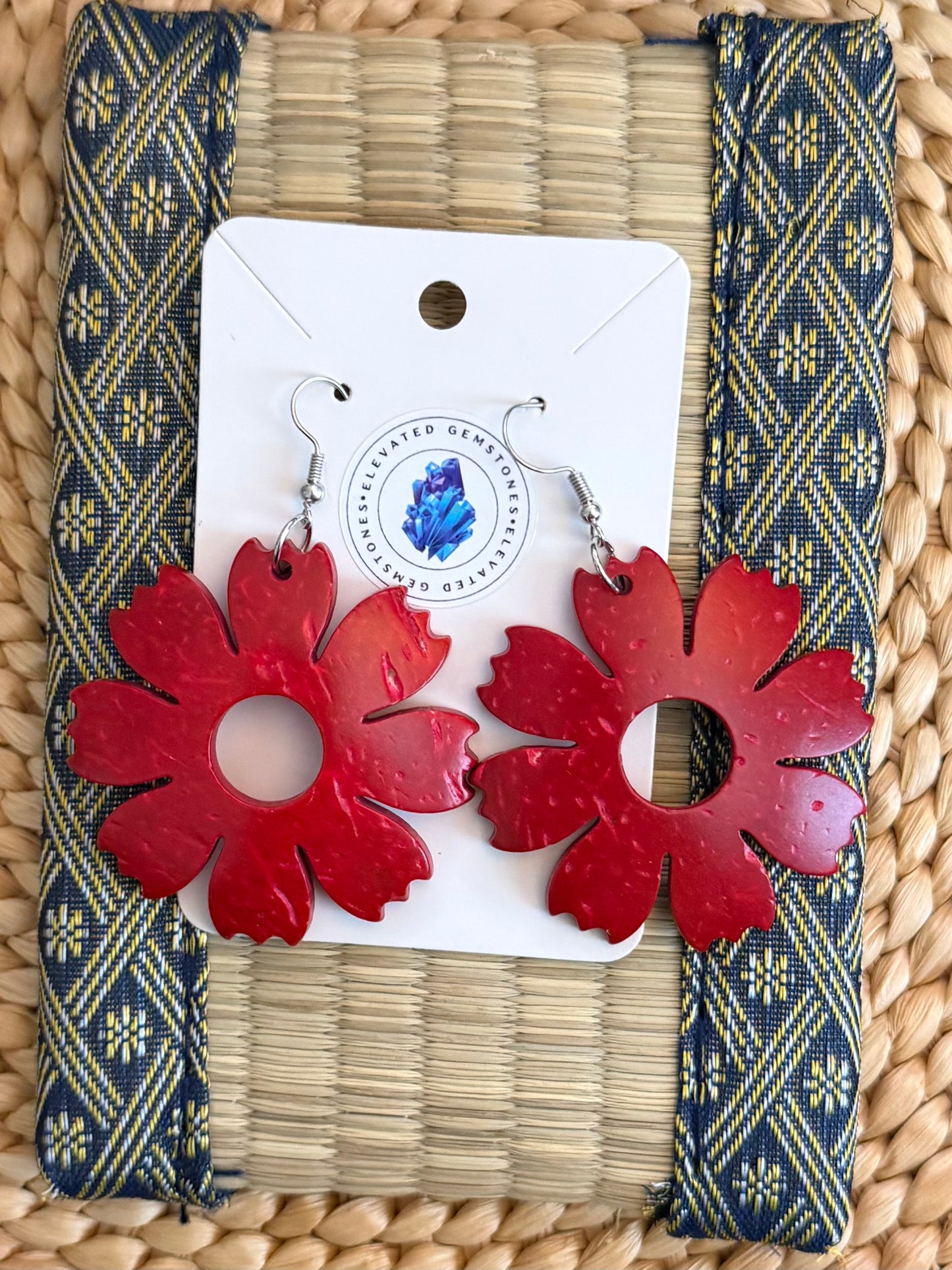 Coconut Shell Flower Earrings