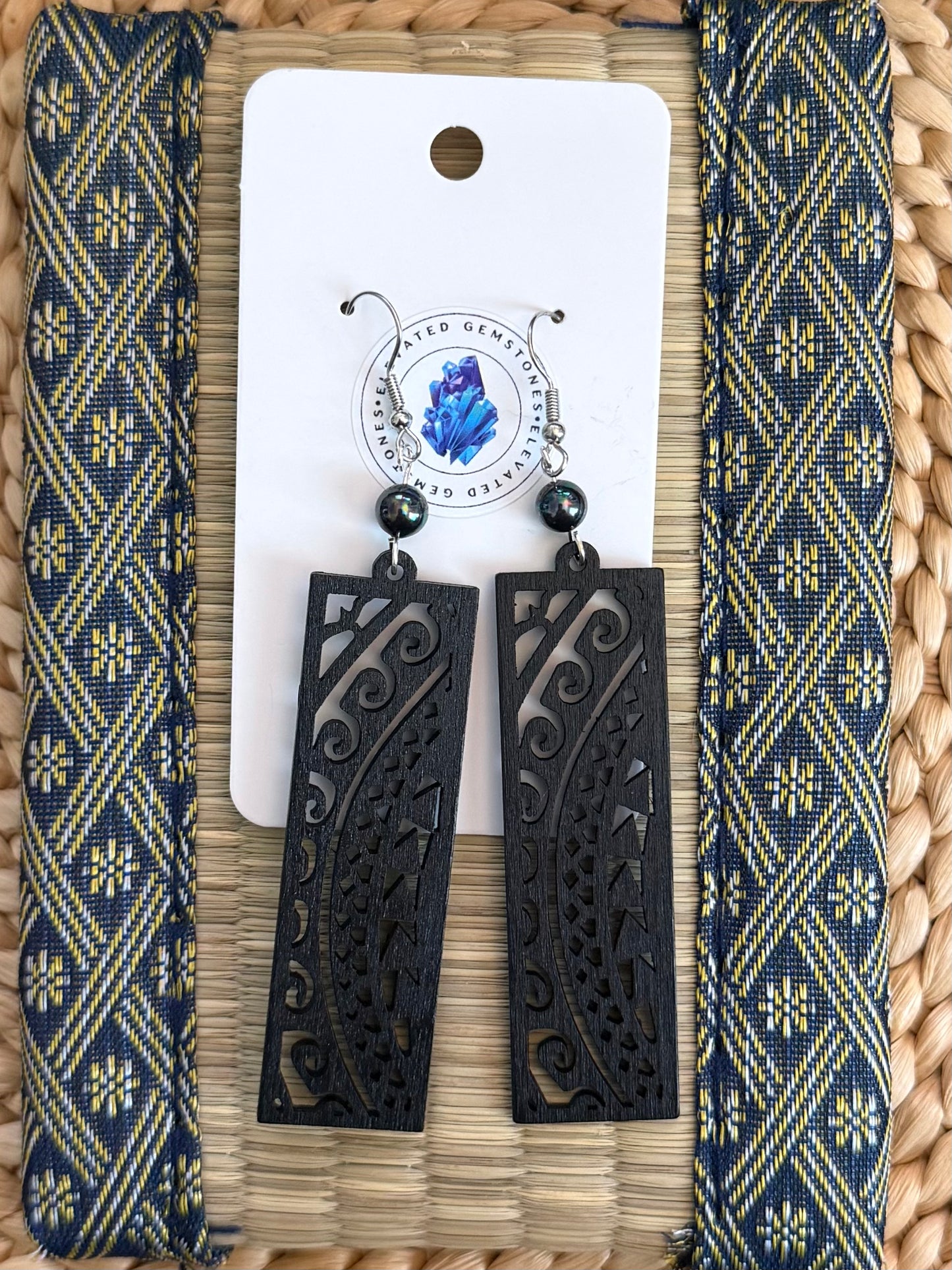 Peacock Pearl Wood Earrings