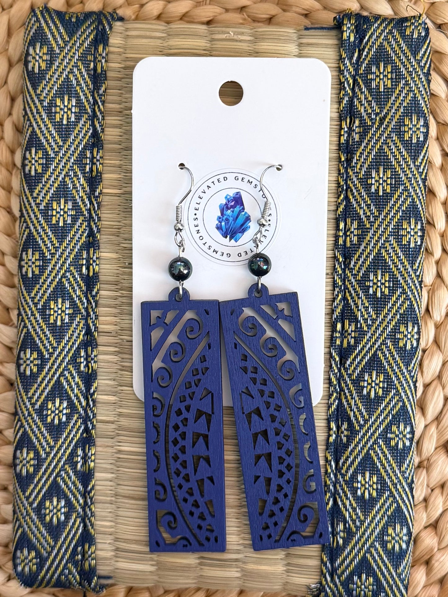 Peacock Pearl Wood Earrings