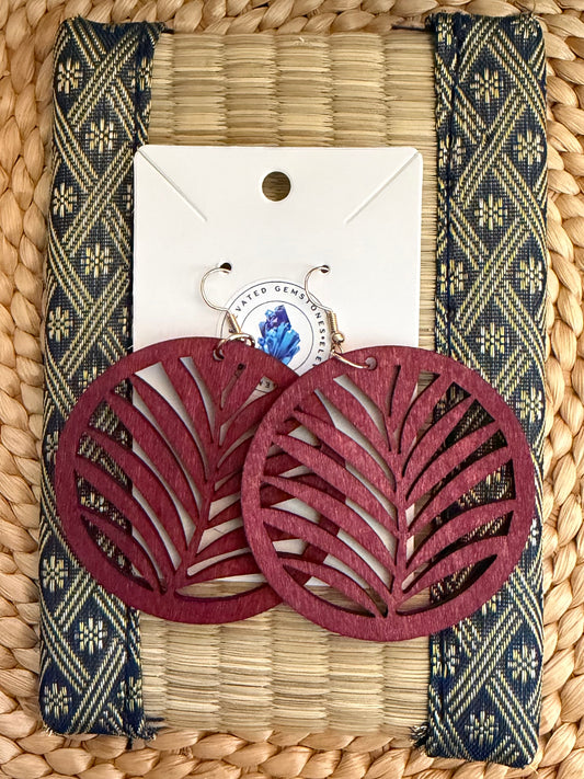 Red Round Fern Earrings