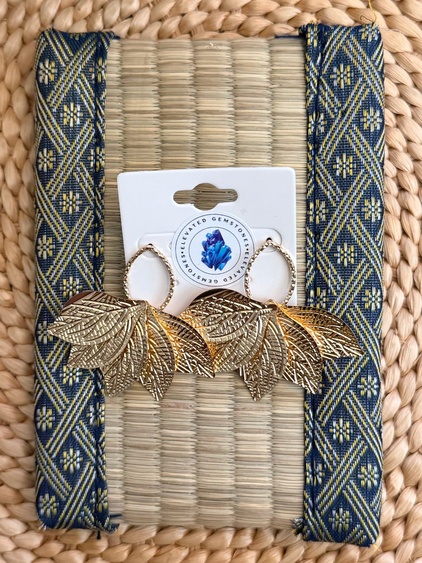 Gold Five Leaf Earrings