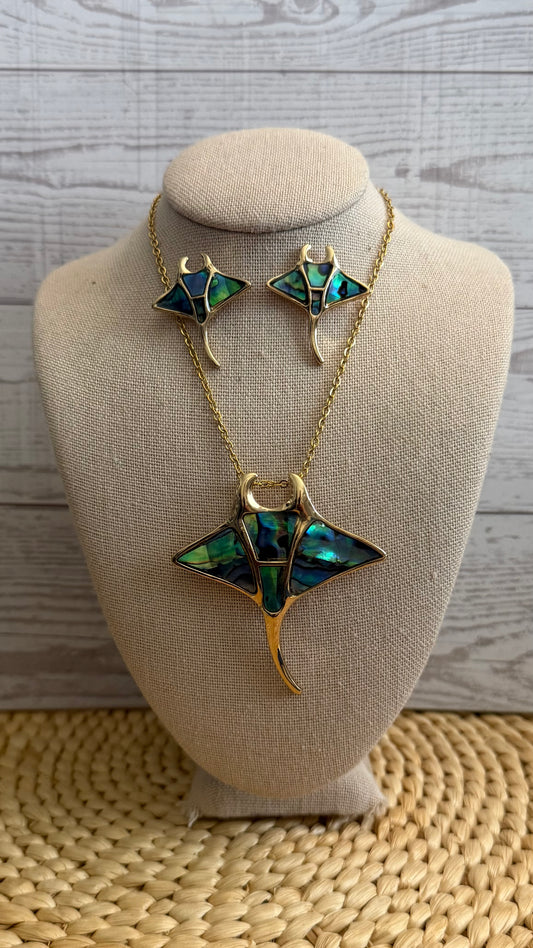 Abalone Manta Ray Jewelry Set