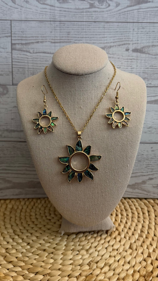 Abalone Sunflower Jewelry Set