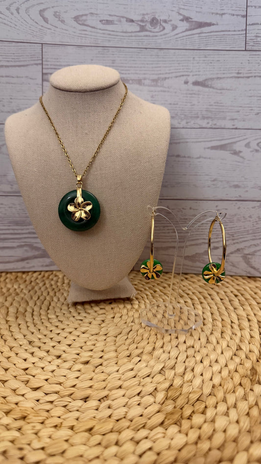 Plumeria Jade Jewelry Set