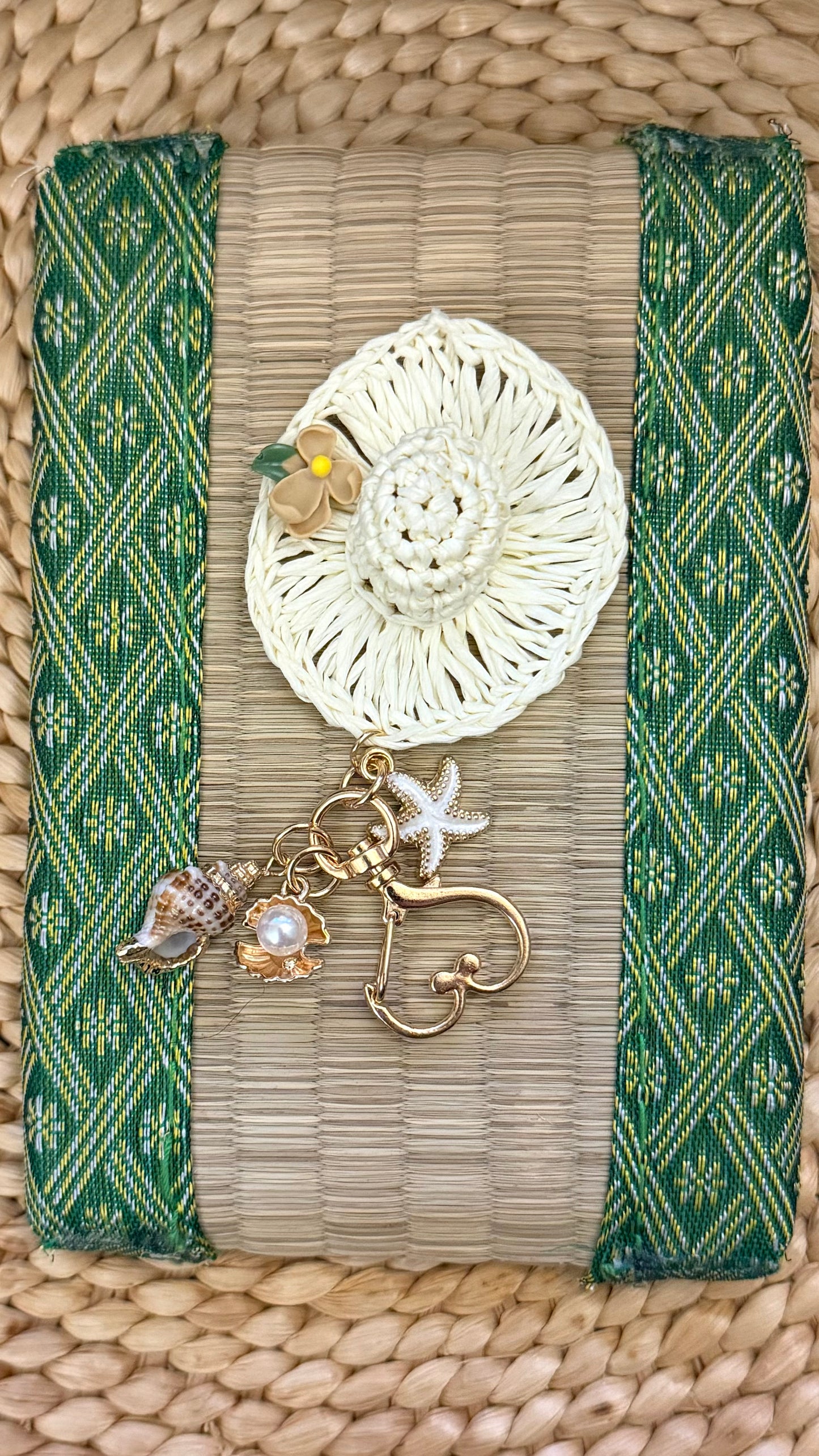 Rattan Hat Seashells Bag Chain