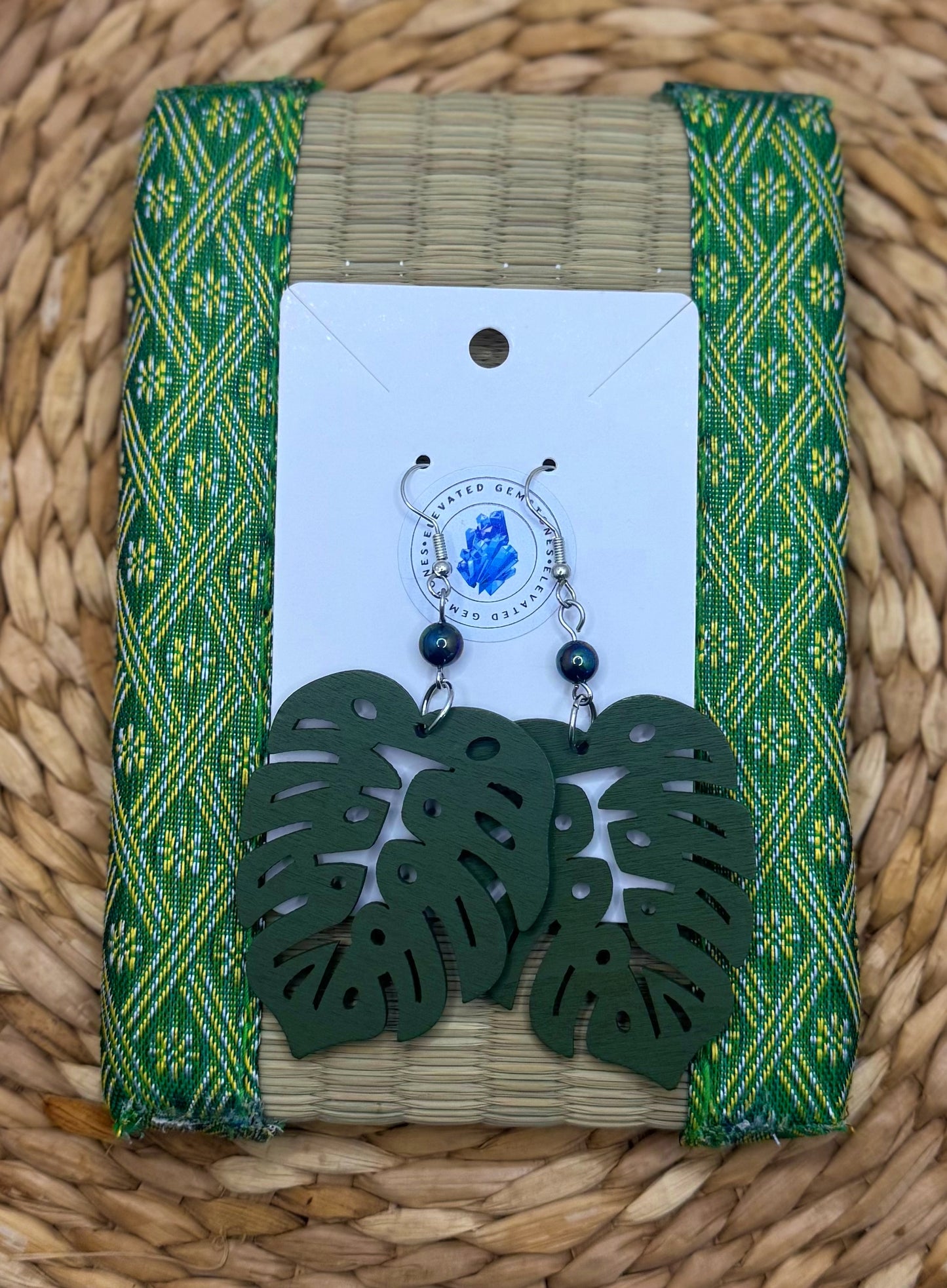 Peacock Pearl Leaf Earrings