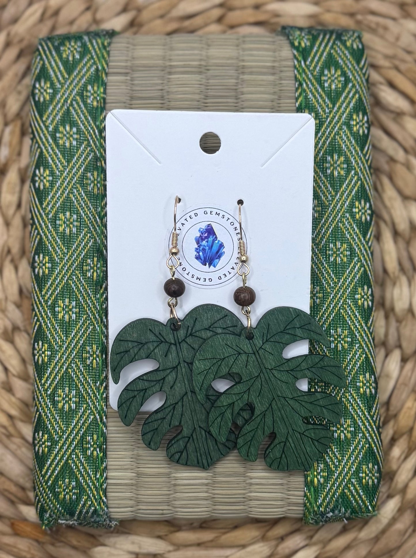 Green Wood Earrings