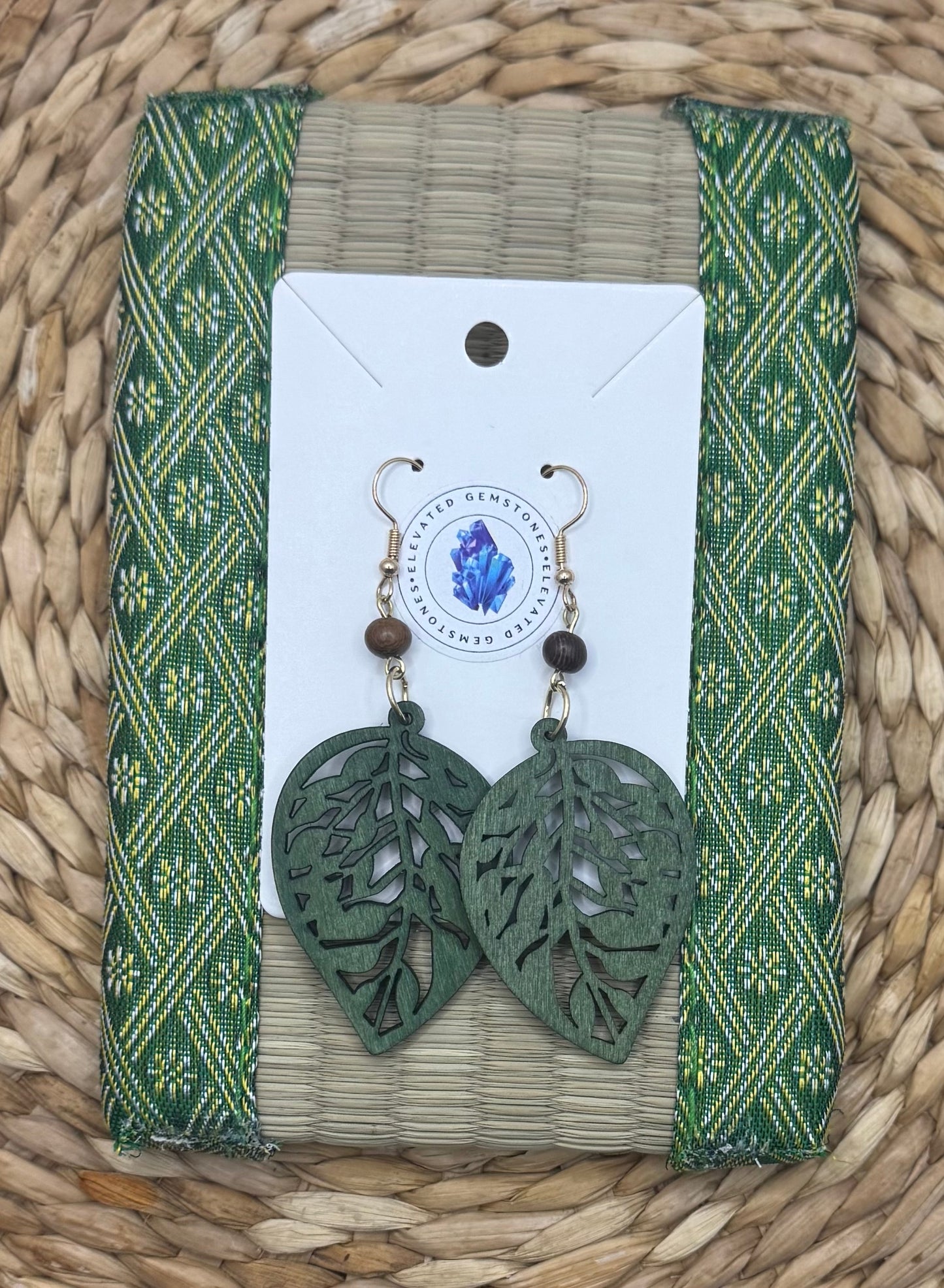 Green Wood Earrings