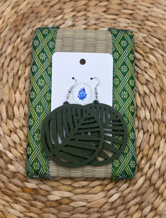 Green Round Fern Earrings