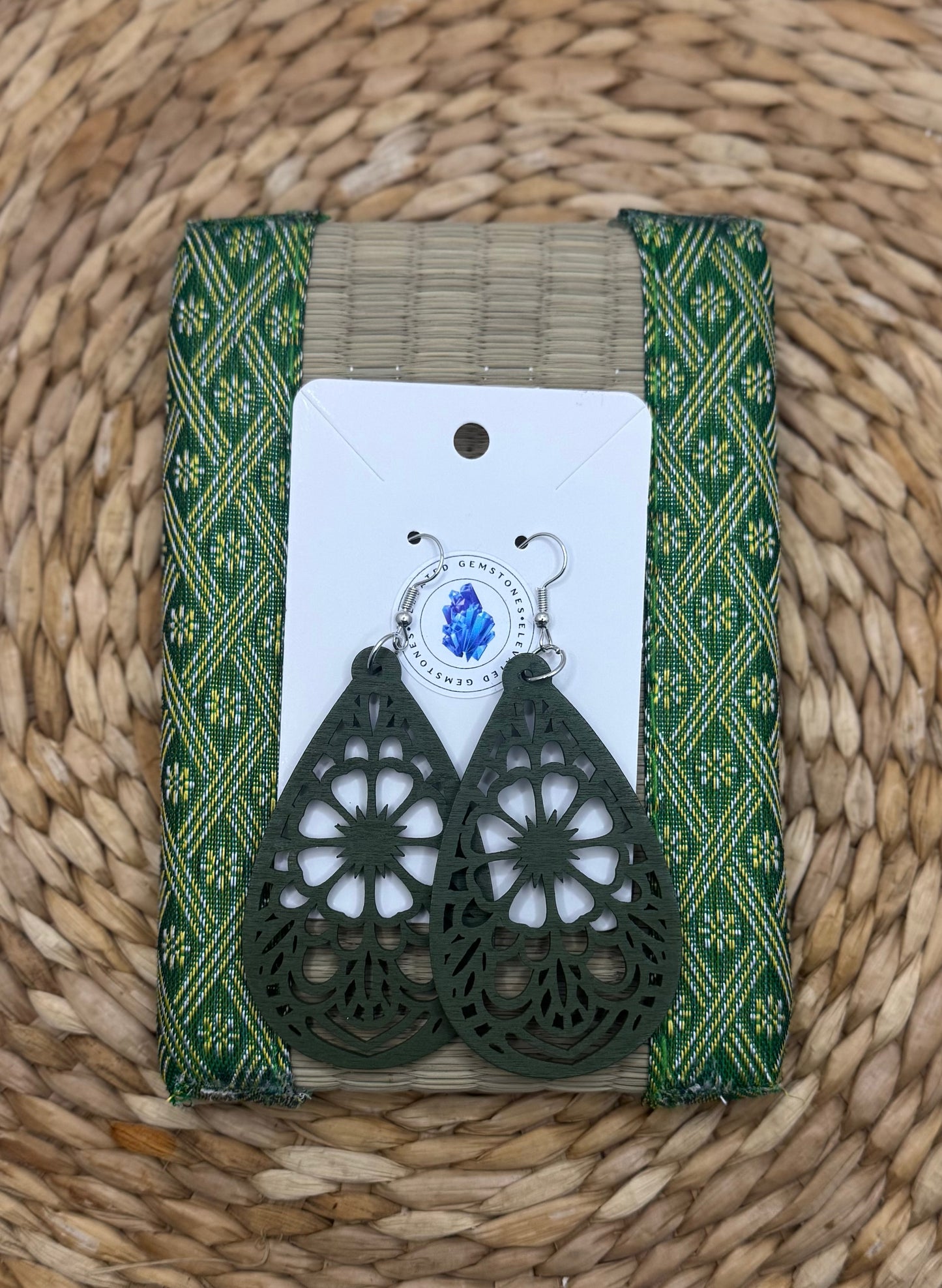 Green Wood Earrings