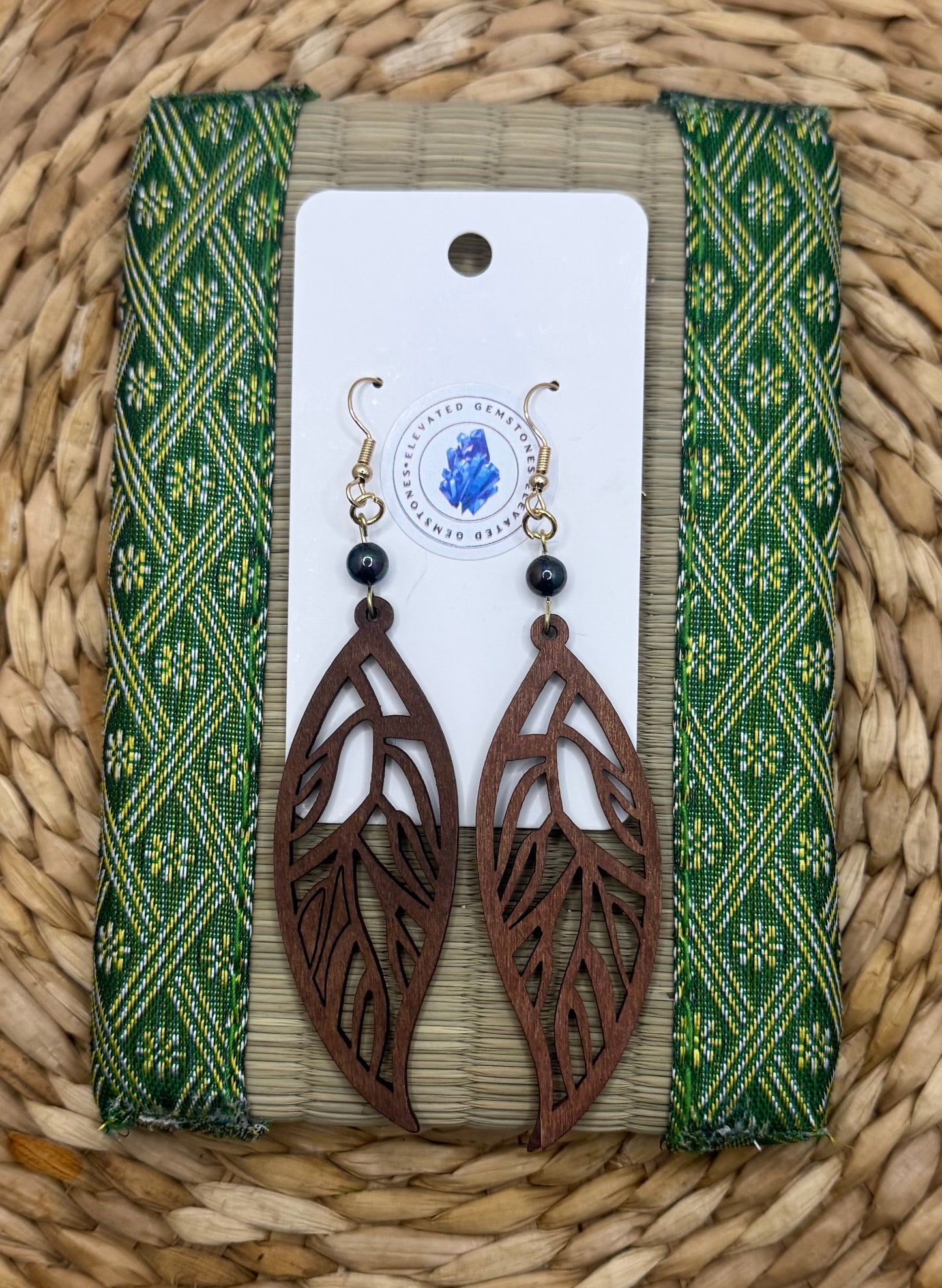 Peacock Pearl Leaf Earrings