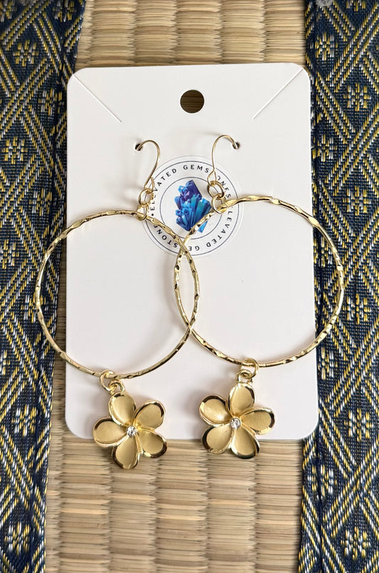 Flower Pearl Hoop Earrings