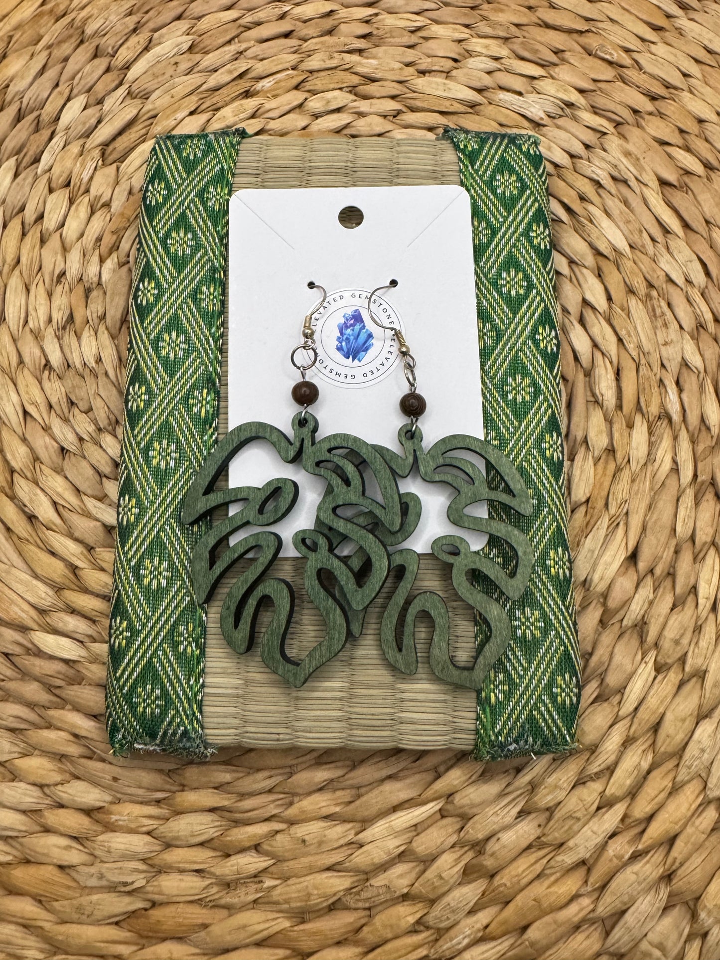Green Wood Earrings