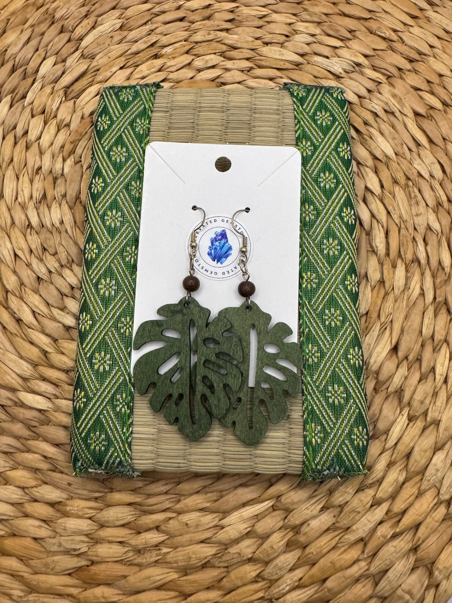 Green Wood Earrings