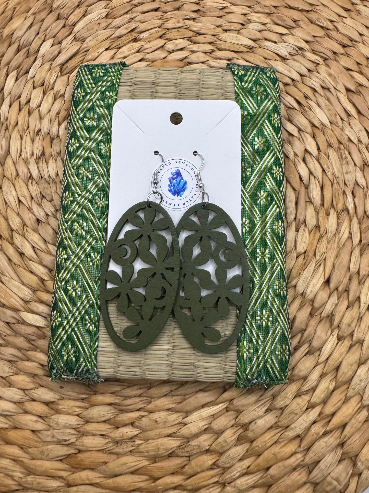 Green Wood Earrings