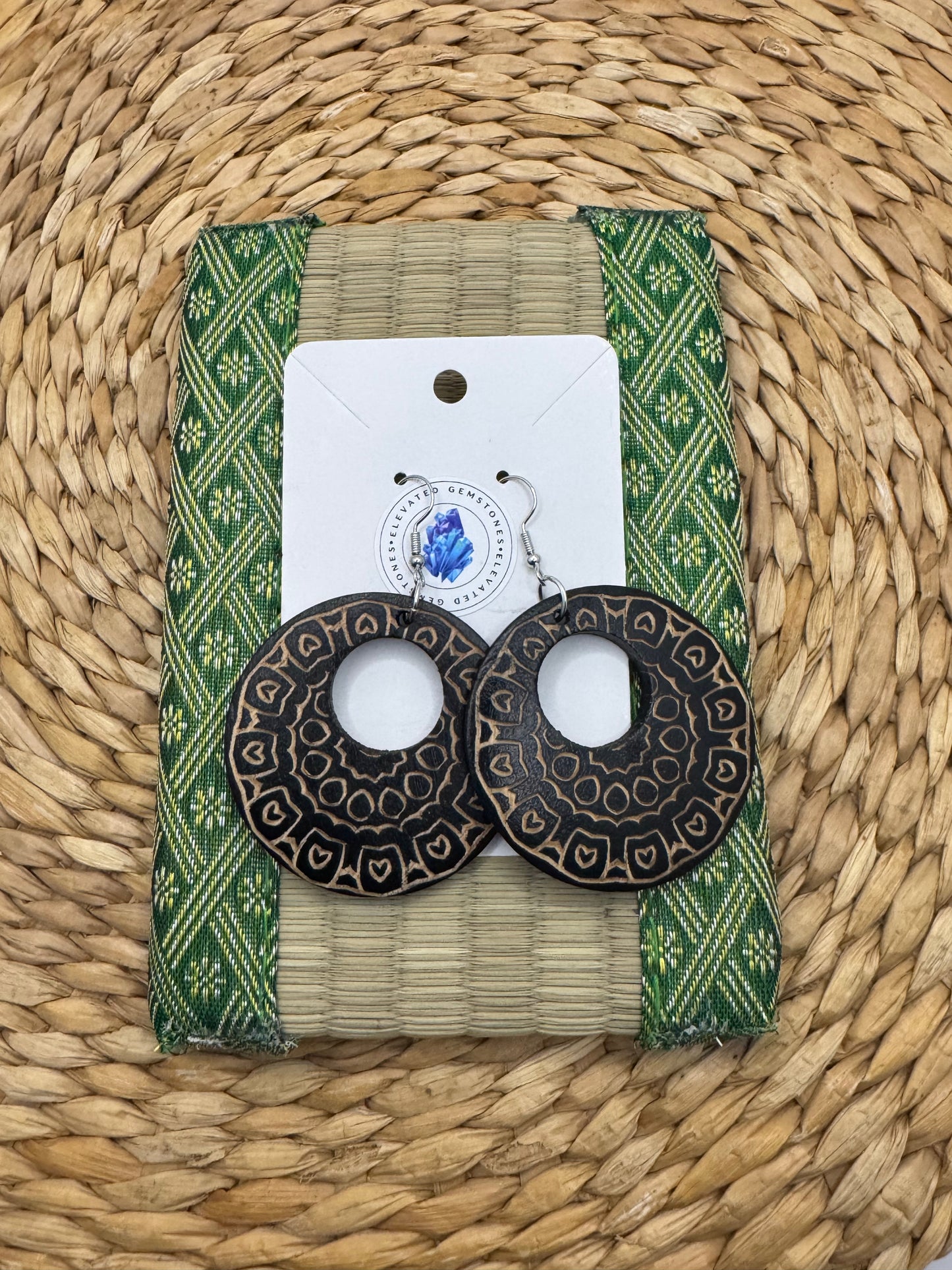 Tribal Round Wood Earrings